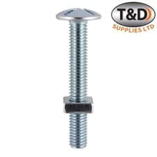 Image of Timco M6x50mm Zinc Roofing Bolts with Square Nuts -100Pack Flat Head Bolt Fixing