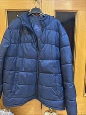 Image of Men's Puffer Coat Badrhino Size XL In Navy Zip Pockets Never Worn Excellent Con