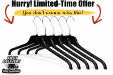 Image of 45cm Plastic Black Hangers Strong Coat Hangers for Tops, Dress, Shirts