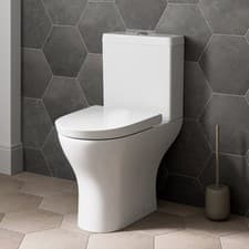 Image of Close Coupled Toilet Modern Bathroom WC Short Projection Soft Close Seat White