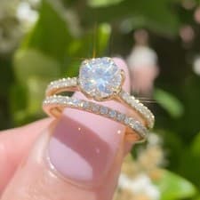 Image of 2.88 TCW Round Cut Moissanite Bridal Set Engagement Ring In Solid 9k Yellow Gold