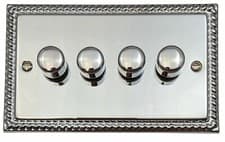 Image of G&H MC524 Monarch Roped Polished Chrome 4 Gang 2 Way LED Dimmer Switch