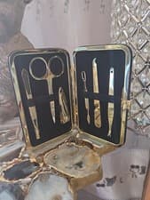 Image of BIBA DESIGNER MANICURE SET/TRAVEL SET GOLDEN GENUINE NEW