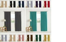Image of Blackout Curtains Eyelet Ring Top Or Pencil Pleat Thermal Ready made 2 Tie Backs