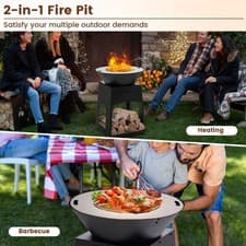 Image of 60cm Large Wood Burning Heavy Duty Fire Pit Metal Fire Pit Grill