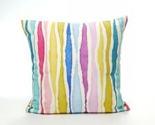 Image of Cotton Cushion Cover Bright Floral or Abstract Stripe 42 x 42 cm British Made