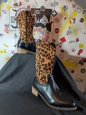 Image of Black Womens animal print Cowboy Boots