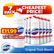 Image of Domestos Thick Bleach White & Sparkle 750ml x7 Toilet Cleaner Disinfect UK