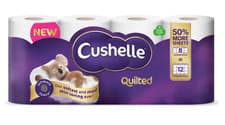 Image of Cushelle Quilted 3-Ply Toilet Rolls 50% Longer Rolls {Pack of 8 = 12's}