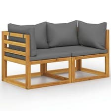 Image of 2-seater Garden Bench with Dark Grey Cushions (UK/IE/FI/NO only)
