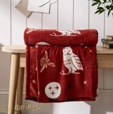 Image of Harry Potter Hedwig Fleece Super Soft Blanket Red Sofa Throw Cosy 130x170cm Kids