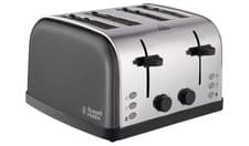 Image of Russell Hobbs 4 Slice Black & St Steel Toaster & Variable Browning 28360