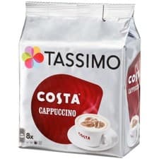 Image of Tassimo Costa Cappuccino Coffee Pods 1 Pack 8 Large Cup Size T Disc Pods 215ml
