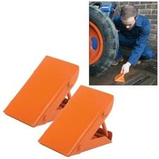 Image of Folding Steel Wheel Chocks Pair Car Caravan Boat Motorhome Trailer Tyre Wedges