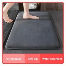 Image of Super Absorbent Bath Mat Anti Slip Coral Velvet Bathroom Floor Door Mat UK