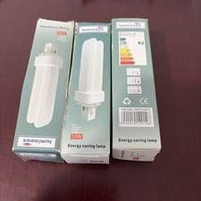 Image of 3x Lumineux 10W Crompton G24d1 2pin, Low Energy CFL Light Bulb PL Lamp R68