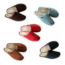 Image of Womens Slip On Slippers Size 3-8 Slider Soft Suede Leather House Shoe Lady Mule