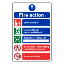 Image of Fire Action Notice Sign - Do Not Use Lifts - 200x300mm - 1mm Rigid Plastic