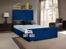 Image of Plush Velvet Orion Upholstered Bed Frame Storage Option Double King Super King