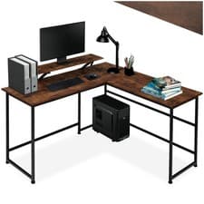 Image of Computer Desk Office Corner Table L Shaped Reception Furniture Industrial Top