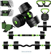 Image of 6-in-1 Adjustable Dumbbell Barbell Kettlebell Home Gym Weights Set