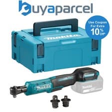 Image of Makita DWR180Z 18v LXT Ratchet Wrench 1/4" Or 3/8" Square Drive Bare + Makpac