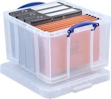 Image of Plastic Storage Box W/ lockable lid Really Useful Box 2 x 42L Capacity - Clear