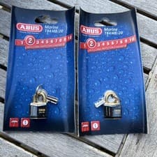 Image of 2 X ABUS Mechanical Marine Quality T84Mb/20Mm Black Rustproof Padlock New Stock