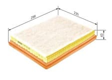 Image of BOSCH 1457433655 Air Filter 297.5mm Length Insert For Cadillac BLS Saab 9-3 9-3X