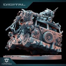 Image of Orc Ninja Battle Van | 32mm Resin Miniature Set | Unpainted | Wargame Vehicle