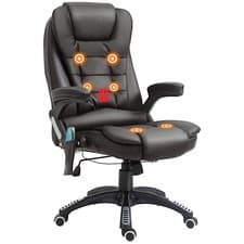 Image of HOMCOM Heated Vibrating Massage Office Chair with Reclining Function, Brown