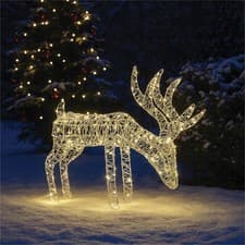 Image of 43 cm Silver Reindeer 200 Warm White LEDs Outdoor Festive Decoration Light