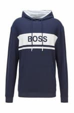 Image of New HUGO BOSS Men blue Sweatshirt H Logo Hoodie Lightweight French Terry Medium
