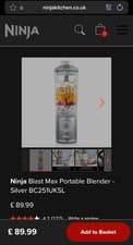Image of Ninja Blast Max Portable Blender - Silver BC251UKSL