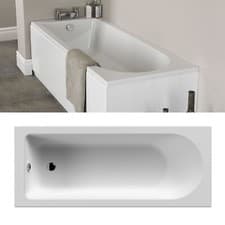Image of Nuie Barmby Modern Single Ended Straight Bath Tub Bathroom Lucite Acrylic White