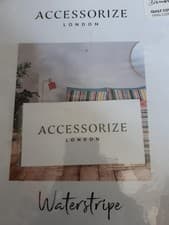 Image of ACCESSORIZE double duvet cover & pillowcases set Waterstripe 100% cotton - NEW