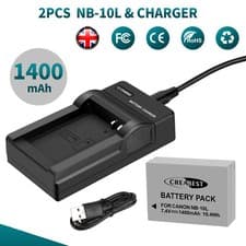 Image of 2x NB-10L Battery For Canon PowerShot G1X G3 X G15 G16 SX40 HS SX50 HS + Charger