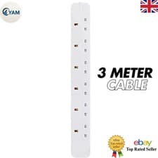 Image of Surge Protected Mains Extension Lead UK Power Cable Electric Plug Multi Socket