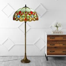 Image of Tiffany-Style 16" Stained Glass Handcrafted Floor Lamp Perfect Christmas Gift UK