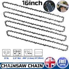 Image of 4 Pack 16 Inch Chainsaw Saw Chain Blade Pitch 3/8LP 0.050 Gauge 57DL Drive Links