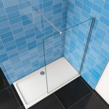 Image of Walk in Wet Room Shower Enclosure Screen Panel Easy Clean Glass Cubicle and Tray