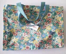 Image of Cath Kidston Portland Flowers Shopper Tote Duck Egg Floral Top Handle Bag
