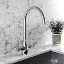 Image of Chrome Dual Lever Monobloc Kitchen Mixer Tap - Enza Tamara TAMDLCHR