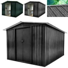 Image of Metal Garden Shed 8x10 FT Storage Lockable Waterproof Pent Roof