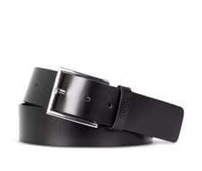 Image of Hugo Boss men's Giaspo Leather Belt - size 30 / 80 - Black with logo