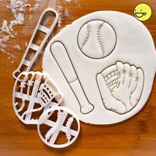 Image of Set of 3 Softball Cookie Cutters |team sport game party coach pitcher glove bat