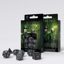 Image of ELVISH DICE SET BLACK AND WHITE ROLE PLAYING GAMES Q-WORKSHOP DND RPG ROLL NEW