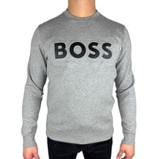 Image of Mens BOSS Sweatshirt Grey Pullover With Logo - Salbo 1 Size M