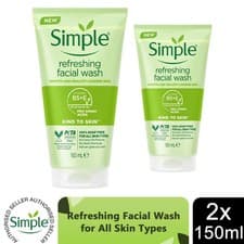 Image of 2x of 150ml Simple Kind to Skin Refreshing Facial Wash for Sensitive Skin