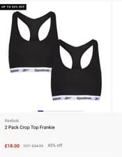Image of Reebok Elastane Crop Tops Size M